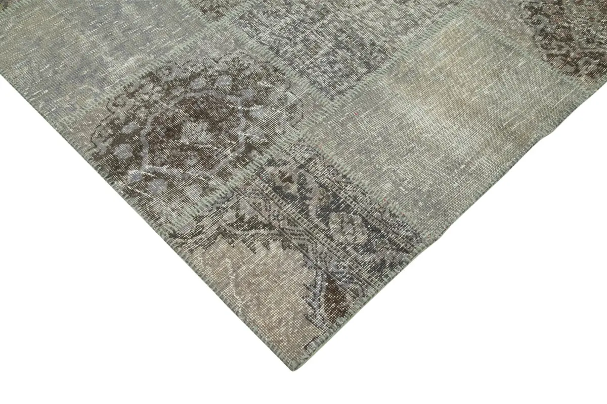 Patchwork Gri Pamuk Üzerine Yün El Dokuma Kilim-251x357 - Görsel 4
