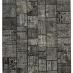 Patchwork Siyah Pamuk Üzerine Yün El Dokuma Kilim-255x350