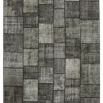 Patchwork Siyah Pamuk Üzerine Yün El Dokuma Kilim-255x354