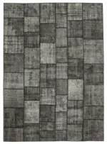 Patchwork Siyah Pamuk Üzerine Yün El Dokuma Kilim-255x354