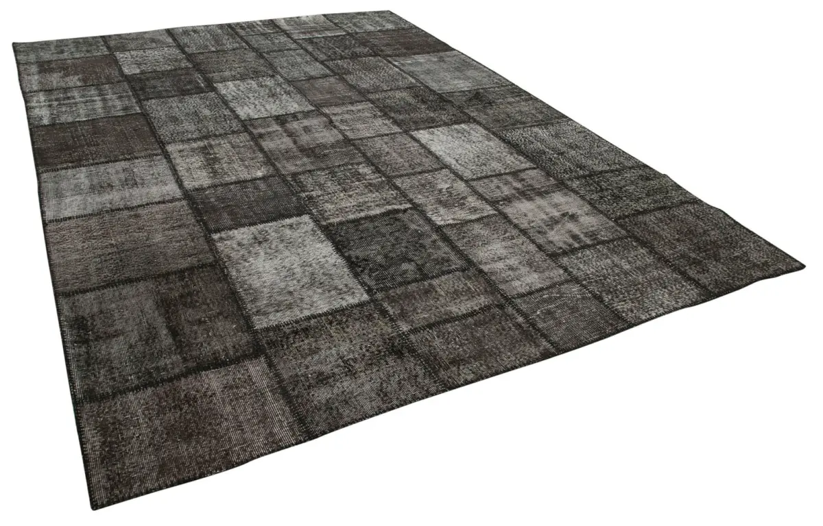 Patchwork Siyah Pamuk Üzerine Yün El Dokuma Kilim-255x354 - Görsel 2