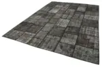 Patchwork Siyah Pamuk Üzerine Yün El Dokuma Kilim-255x354 - Görsel 3