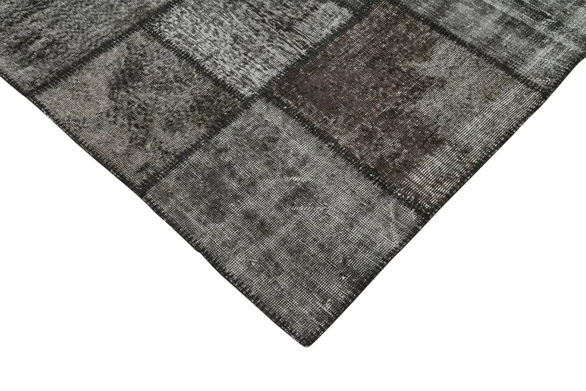 Patchwork Siyah Pamuk Üzerine Yün El Dokuma Kilim-255x354 - Görsel 4