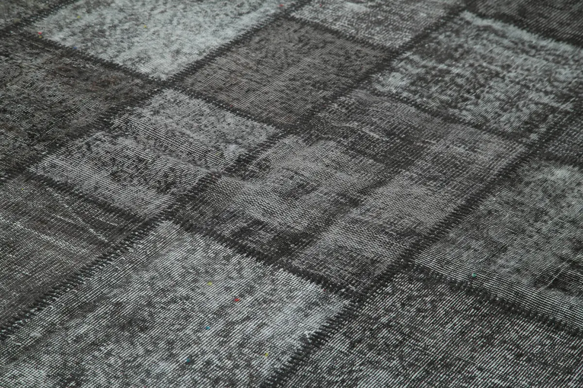 Patchwork Siyah Pamuk Üzerine Yün El Dokuma Kilim-255x354 - Görsel 5