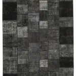 Patchwork Siyah Pamuk Üzerine Yün El Dokuma Kilim-255x352