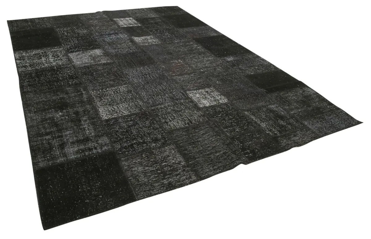Patchwork Siyah Pamuk Üzerine Yün El Dokuma Kilim-255x352 - Görsel 2