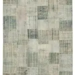 Patchwork Mavi Pamuk Üzerine Yün El Dokuma Kilim-258x355