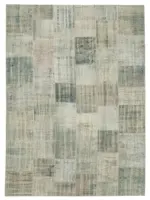Patchwork Mavi Pamuk Üzerine Yün El Dokuma Kilim-258x355
