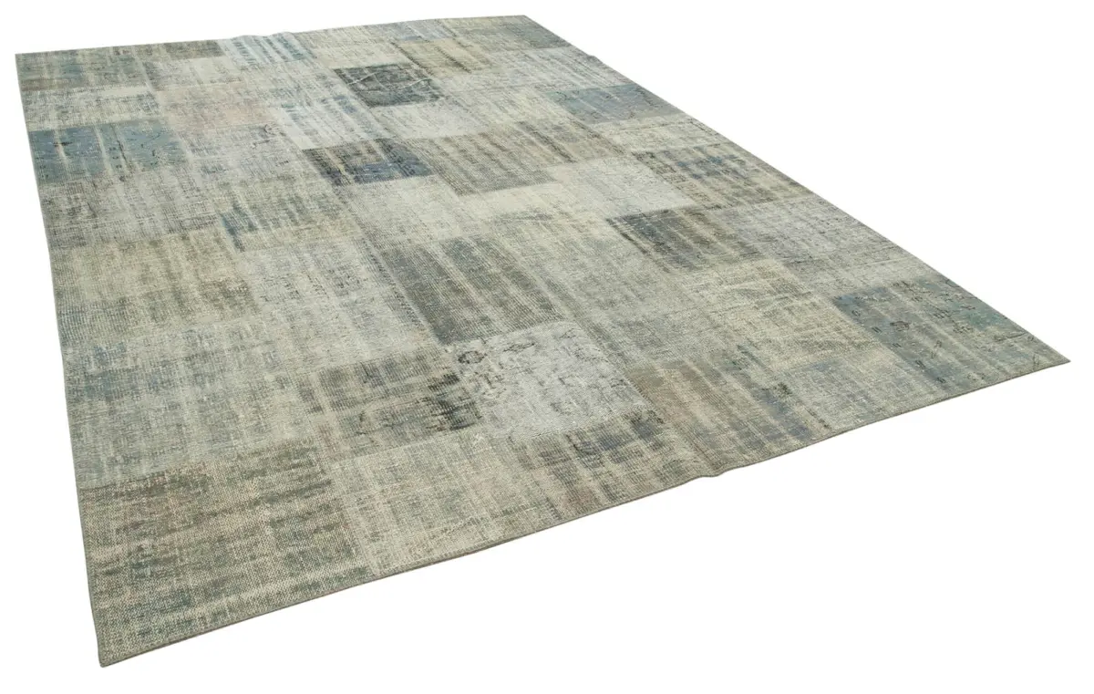 Patchwork Mavi Pamuk Üzerine Yün El Dokuma Kilim-258x355 - Görsel 2