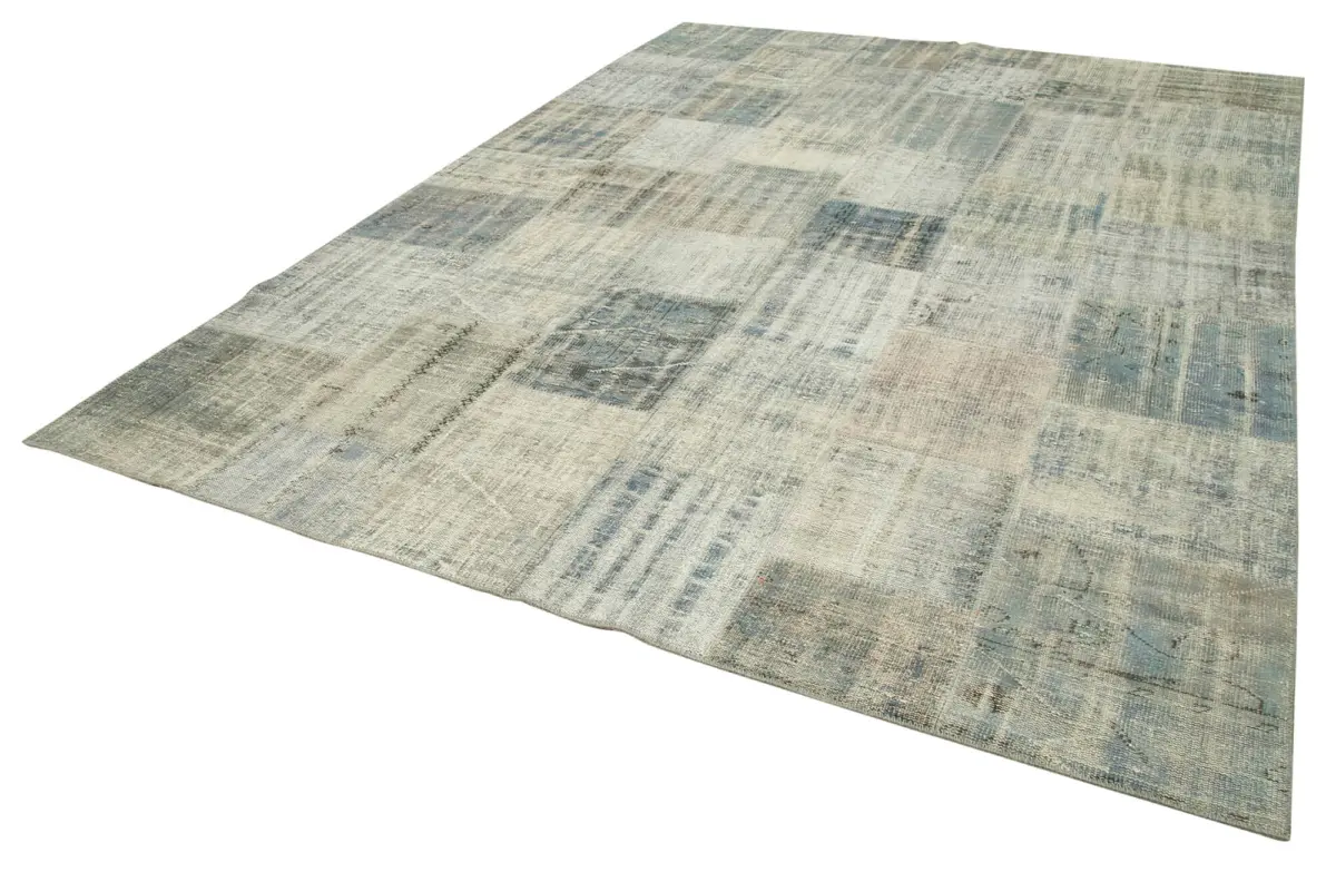 Patchwork Mavi Pamuk Üzerine Yün El Dokuma Kilim-258x355 - Görsel 3