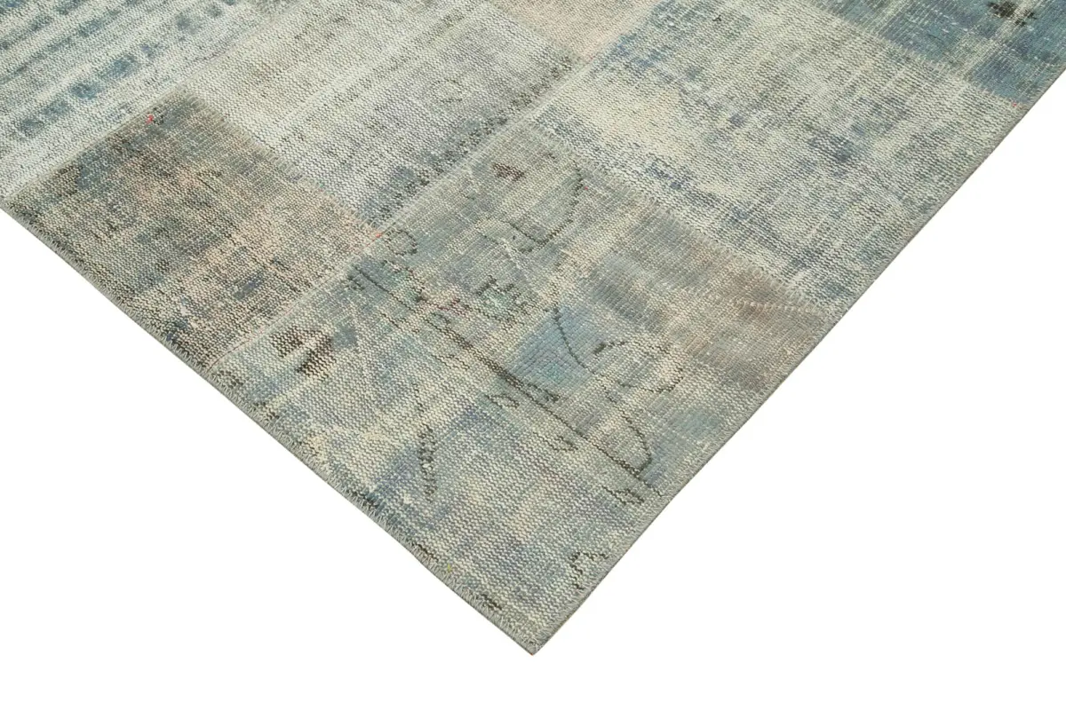 Patchwork Mavi Pamuk Üzerine Yün El Dokuma Kilim-258x355 - Görsel 4