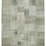 Patchwork Mavi Pamuk Üzerine Yün El Dokuma Kilim-247x352