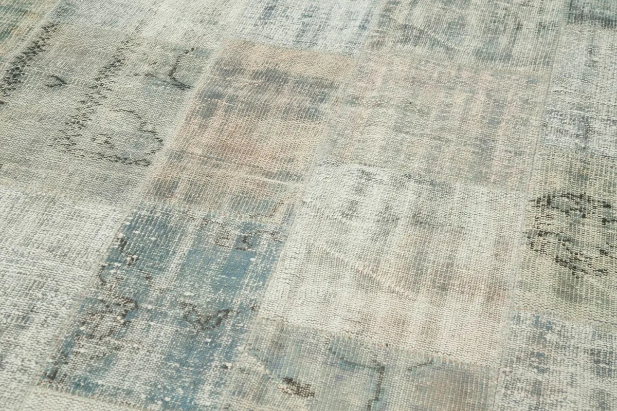 Patchwork Mavi Pamuk Üzerine Yün El Dokuma Kilim-247x352 - Görsel 5