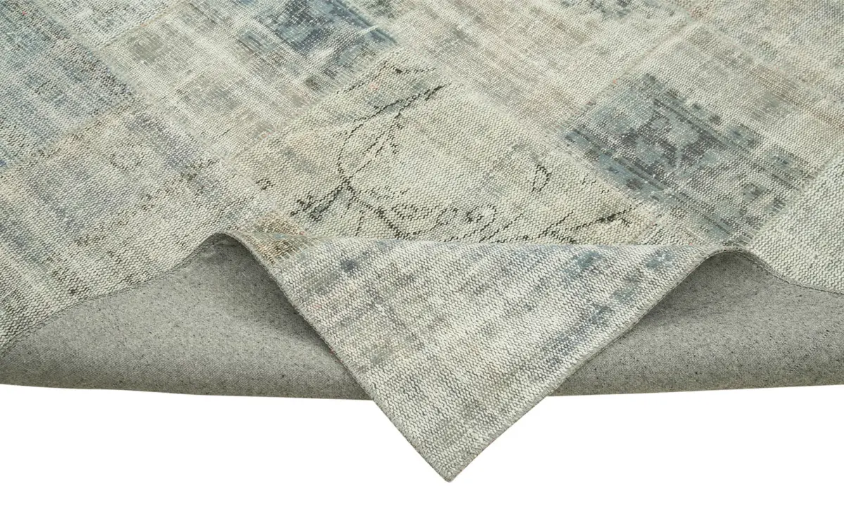 Patchwork Mavi Pamuk Üzerine Yün El Dokuma Kilim-247x352 - Görsel 6