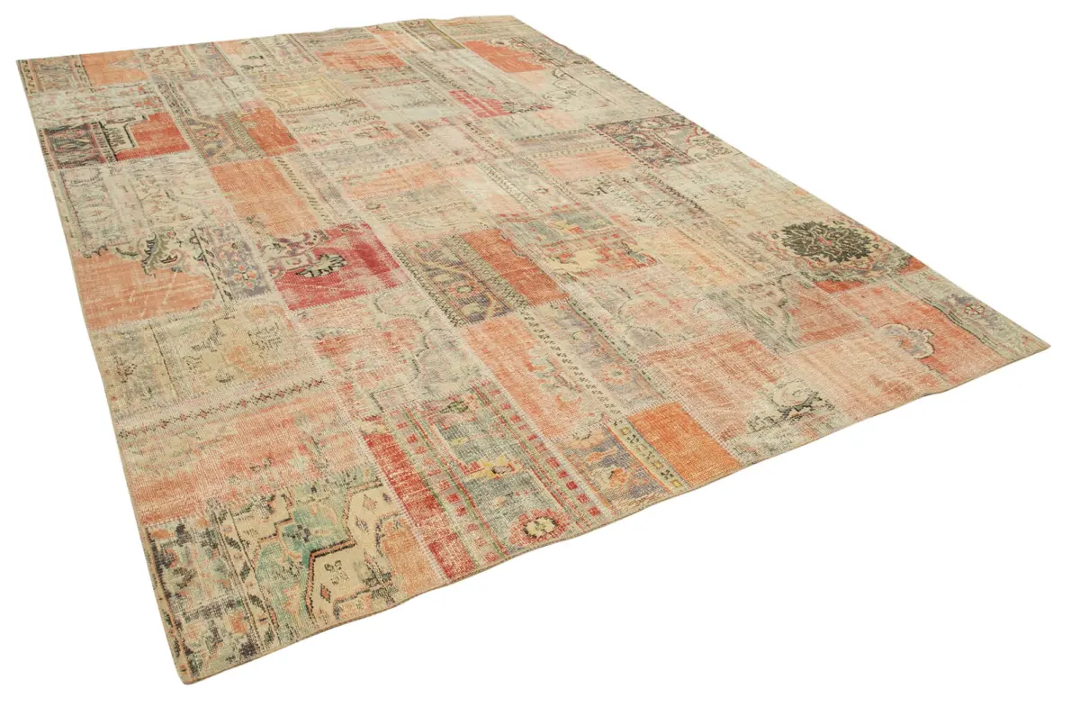 Patchwork Multi Pamuk Üzerine Yün El Dokuma Kilim-257x353 - Görsel 2