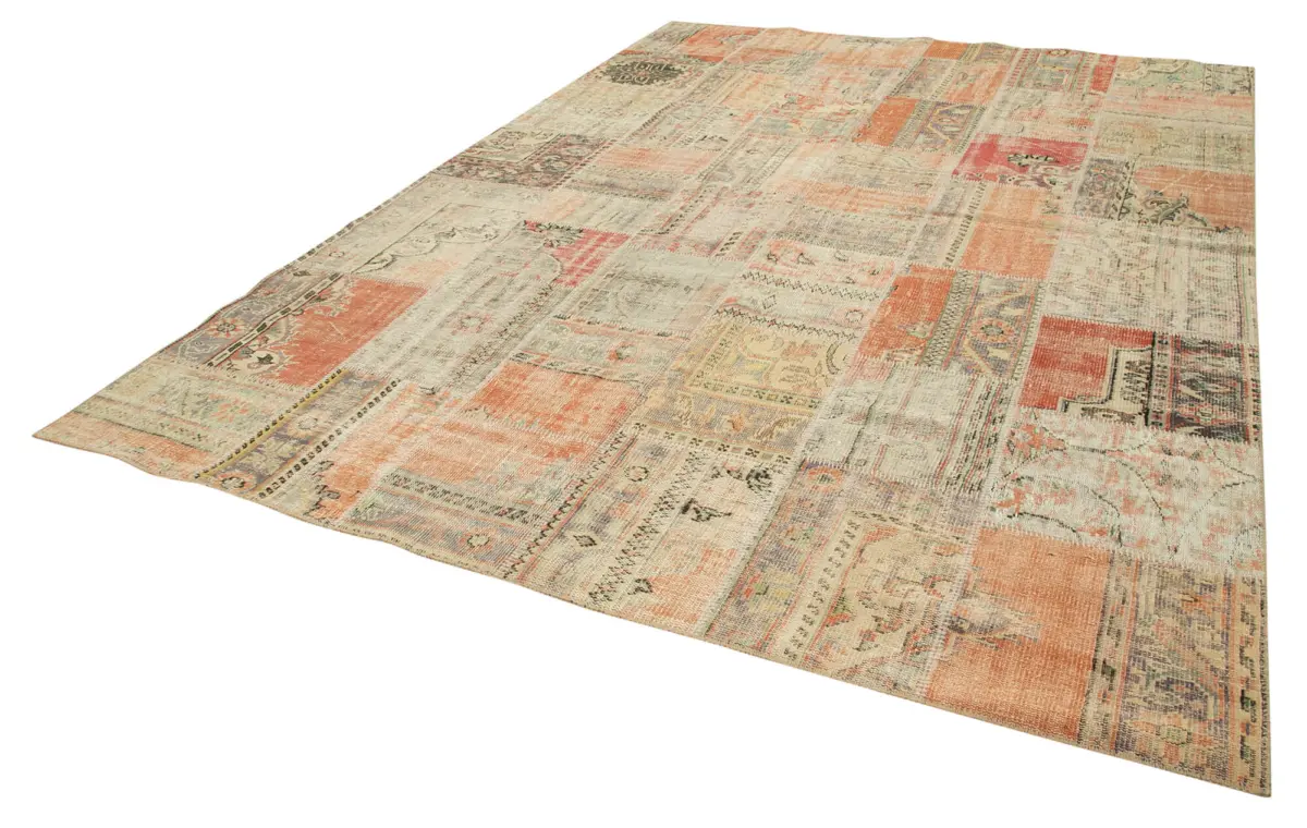 Patchwork Multi Pamuk Üzerine Yün El Dokuma Kilim-257x353 - Görsel 3