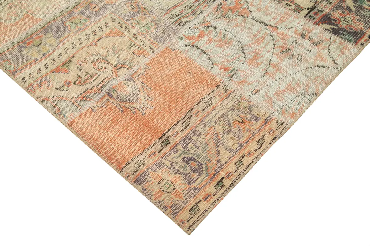 Patchwork Multi Pamuk Üzerine Yün El Dokuma Kilim-257x353 - Görsel 4