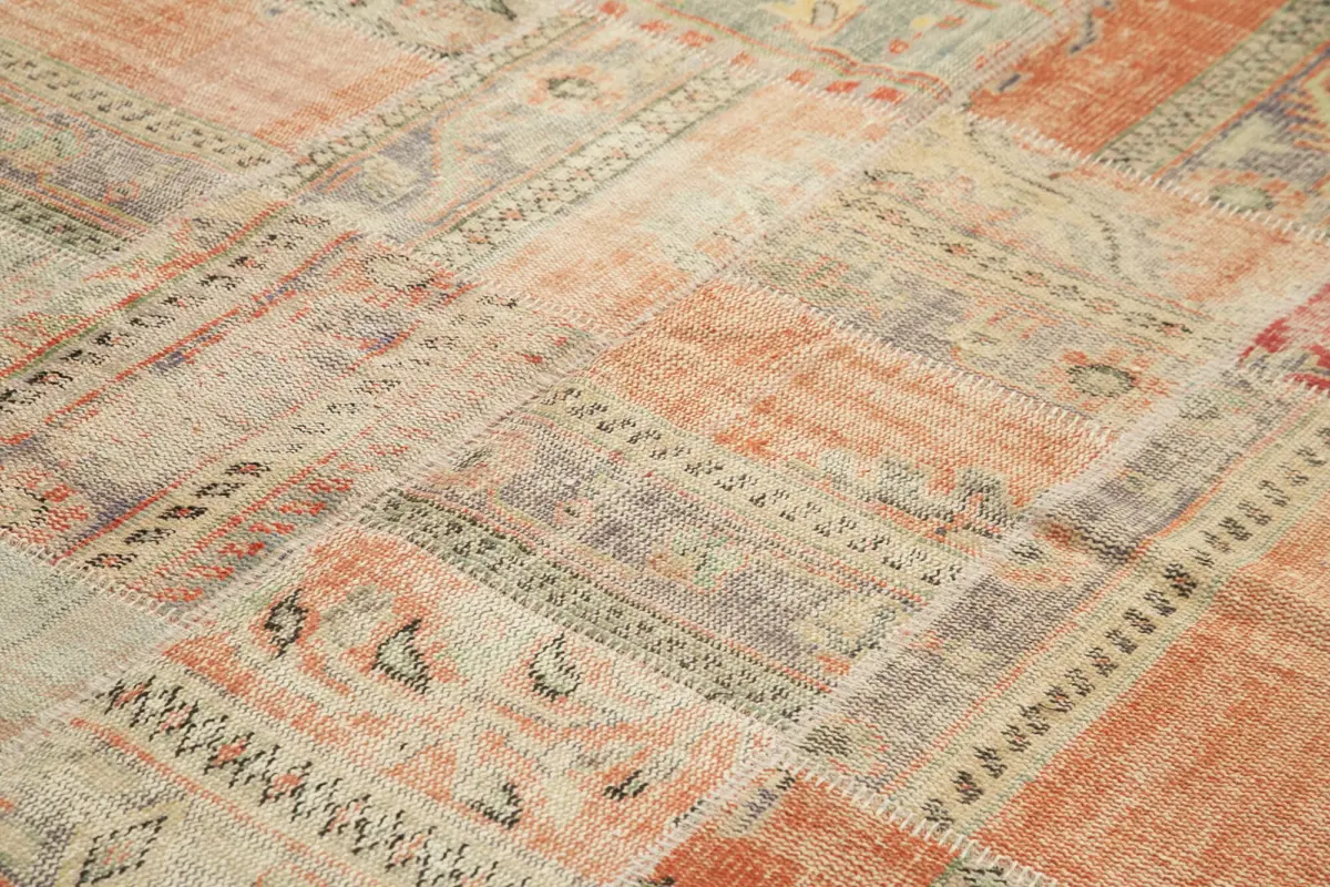 Patchwork Multi Pamuk Üzerine Yün El Dokuma Kilim-257x353 - Görsel 5