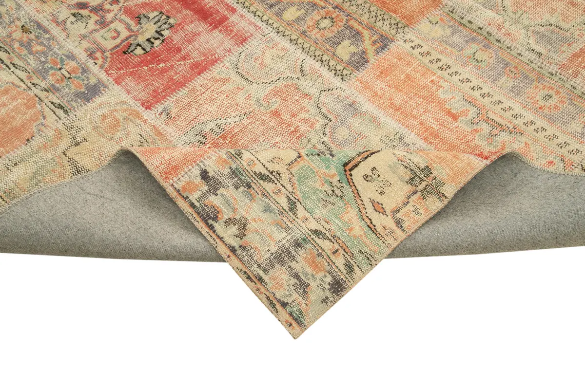 Patchwork Multi Pamuk Üzerine Yün El Dokuma Kilim-257x353 - Görsel 6