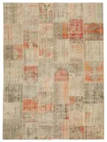 Patchwork Multi Pamuk Üzerine Yün El Dokuma Kilim-256x355