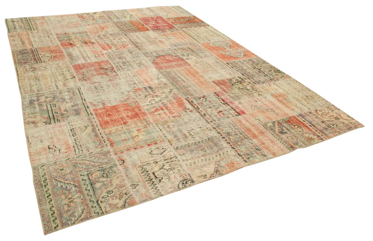 Patchwork Multi Pamuk Üzerine Yün El Dokuma Kilim-256x355 - Görsel 2