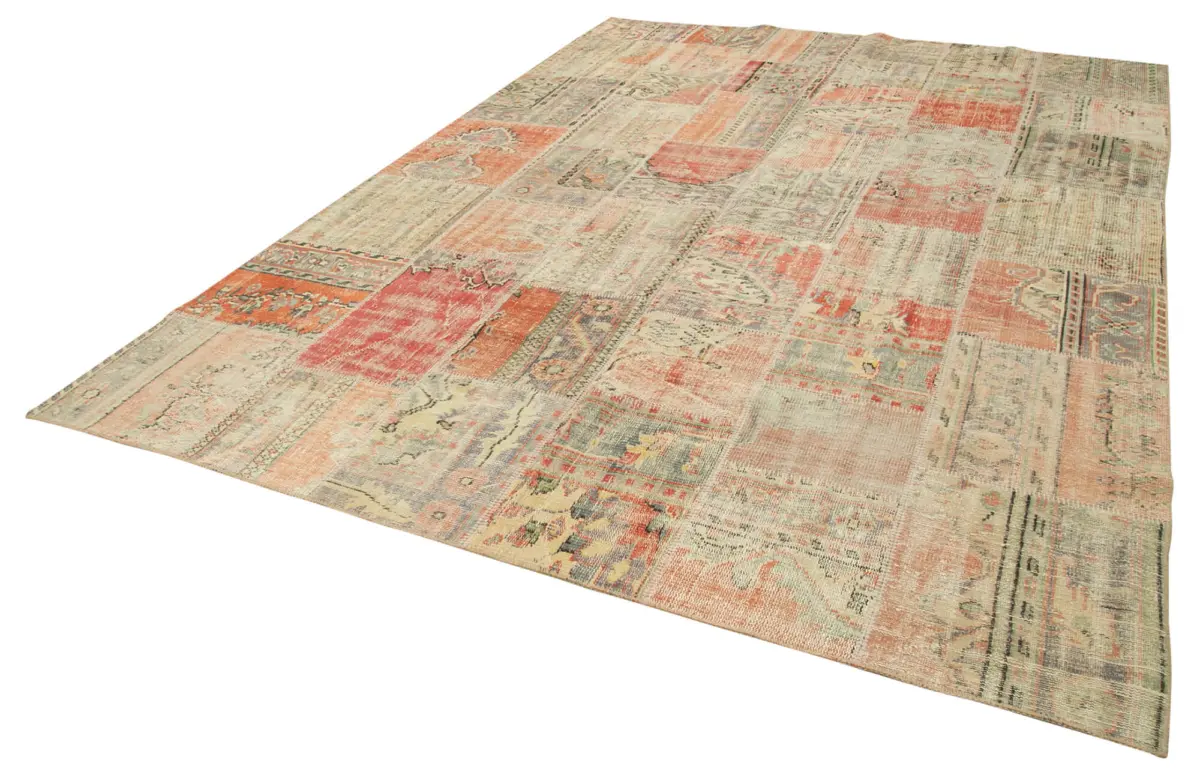 Patchwork Multi Pamuk Üzerine Yün El Dokuma Kilim-256x355 - Görsel 3