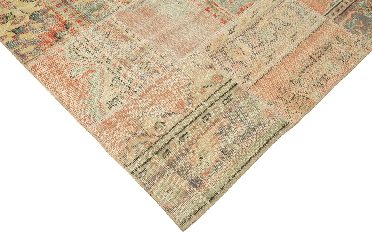 Patchwork Multi Pamuk Üzerine Yün El Dokuma Kilim-256x355 - Görsel 4