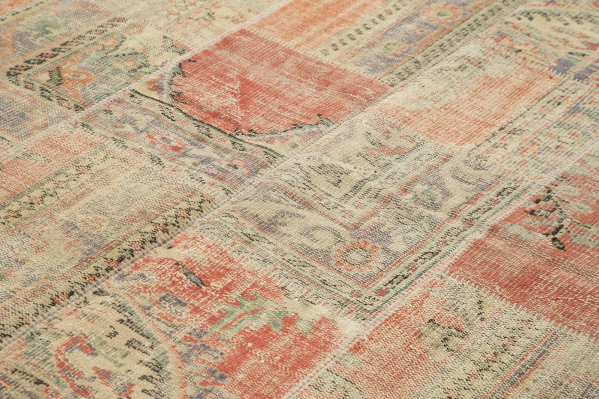 Patchwork Multi Pamuk Üzerine Yün El Dokuma Kilim-256x355 - Görsel 5