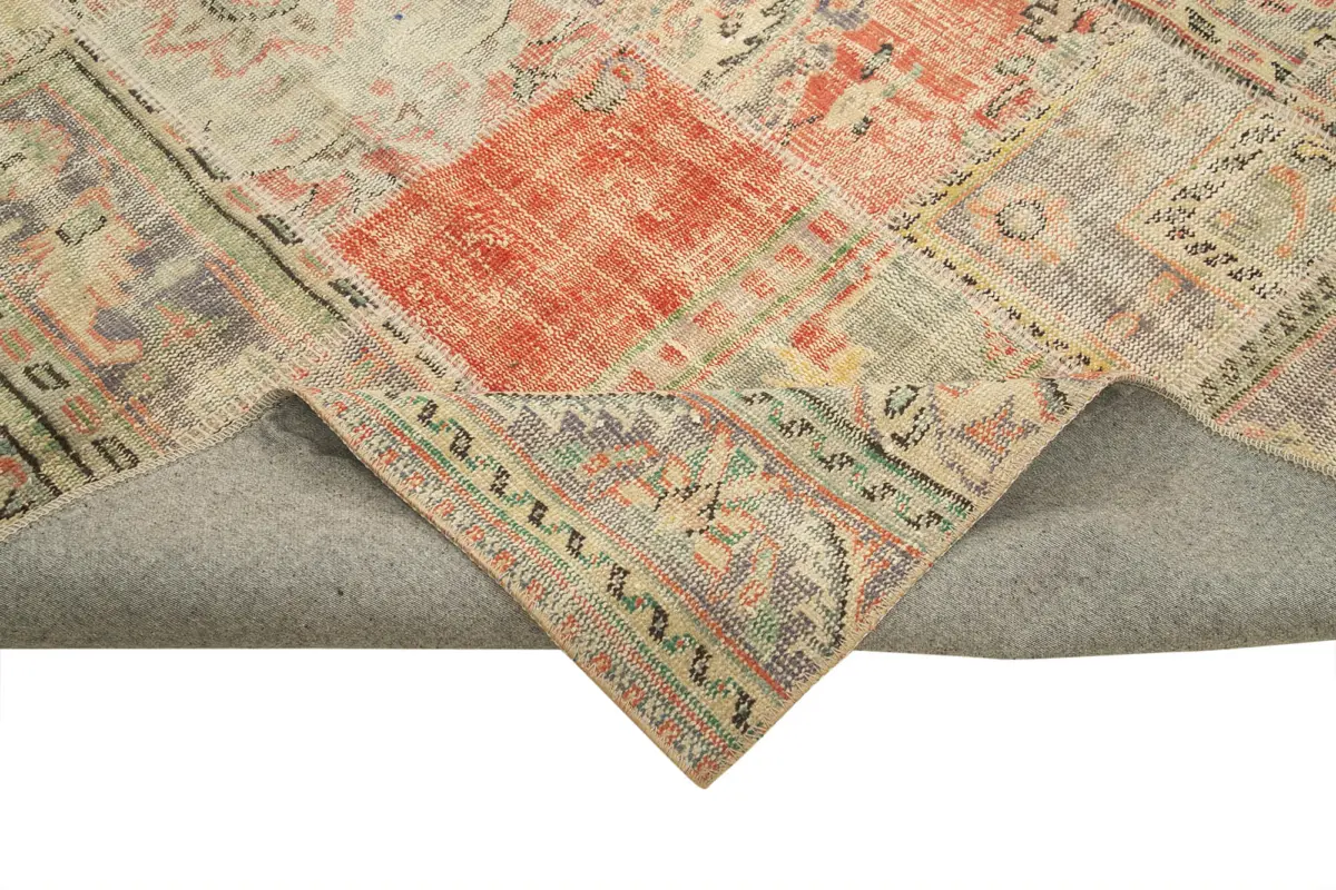 Patchwork Multi Pamuk Üzerine Yün El Dokuma Kilim-256x355 - Görsel 6