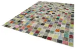 Patchwork Multi Pamuk Üzerine Yün El Dokuma Kilim-257x350 - Görsel 3