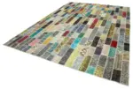 Patchwork Multi Pamuk Üzerine Yün El Dokuma Kilim-256x356 - Görsel 3