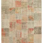 Patchwork Multi Pamuk Üzerine Yün El Dokuma Kilim-257x355