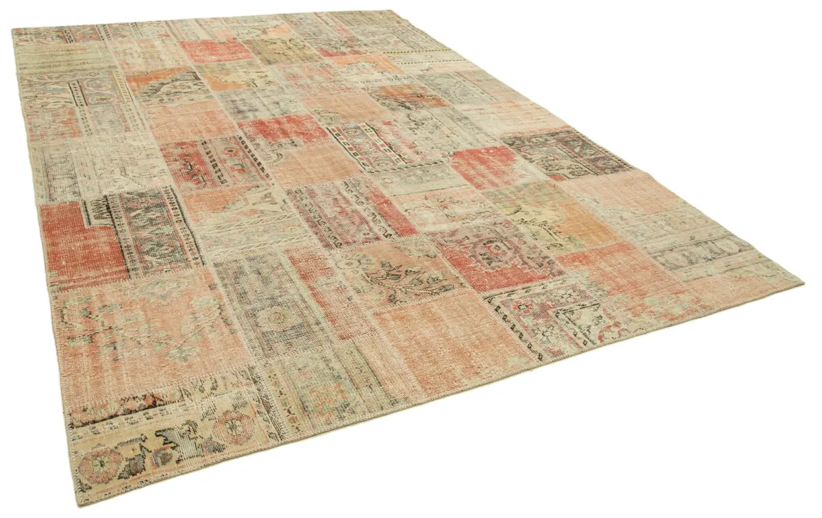 Patchwork Multi Pamuk Üzerine Yün El Dokuma Kilim-257x355 - Görsel 2