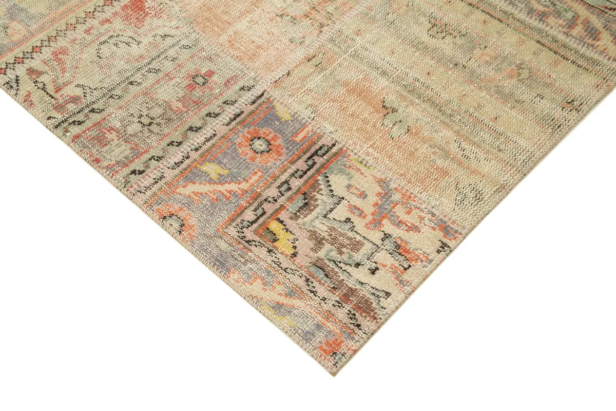 Patchwork Multi Pamuk Üzerine Yün El Dokuma Kilim-257x355 - Görsel 4