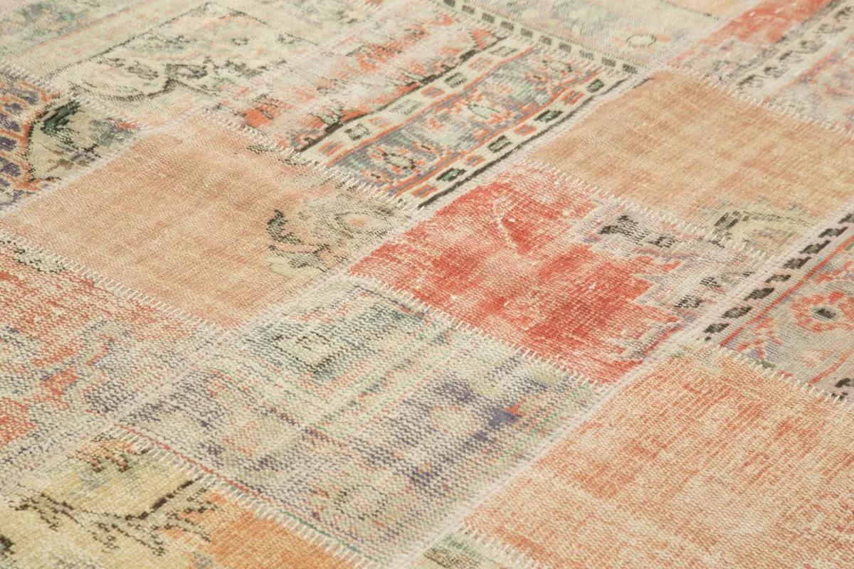 Patchwork Multi Pamuk Üzerine Yün El Dokuma Kilim-257x355 - Görsel 5