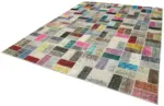 Patchwork Multi Pamuk Üzerine Yün El Dokuma Kilim-263x350 - Görsel 3