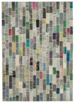 Patchwork Multi Pamuk Üzerine Yün El Dokuma Kilim-255x360