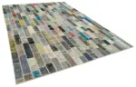 Patchwork Multi Pamuk Üzerine Yün El Dokuma Kilim-255x360 - Görsel 2