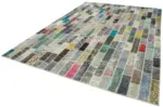 Patchwork Multi Pamuk Üzerine Yün El Dokuma Kilim-255x360 - Görsel 3