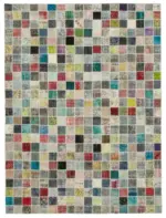 Patchwork Multi Pamuk Üzerine Yün El Dokuma Kilim-260x350
