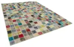 Patchwork Multi Pamuk Üzerine Yün El Dokuma Kilim-260x350 - Görsel 2