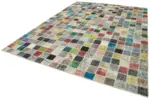 Patchwork Multi Pamuk Üzerine Yün El Dokuma Kilim-260x350 - Görsel 3