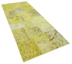 Patchwork Sarı Pamuk Üzerine Yün El Dokuma Kilim-107x257 - Görsel 2