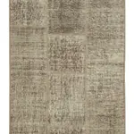 Patchwork Kahverengi Pamuk Üzerine Yün El Dokuma Kilim-086x205