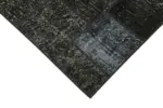 Patchwork Siyah Pamuk Üzerine Yün El Dokuma Kilim-085x299 - Görsel 4