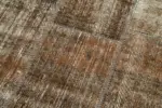 Patchwork Kahverengi Pamuk Üzerine Yün El Dokuma Kilim-085x281 - Görsel 5