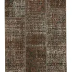 Patchwork Kahverengi Pamuk Üzerine Yün El Dokuma Kilim-086x306
