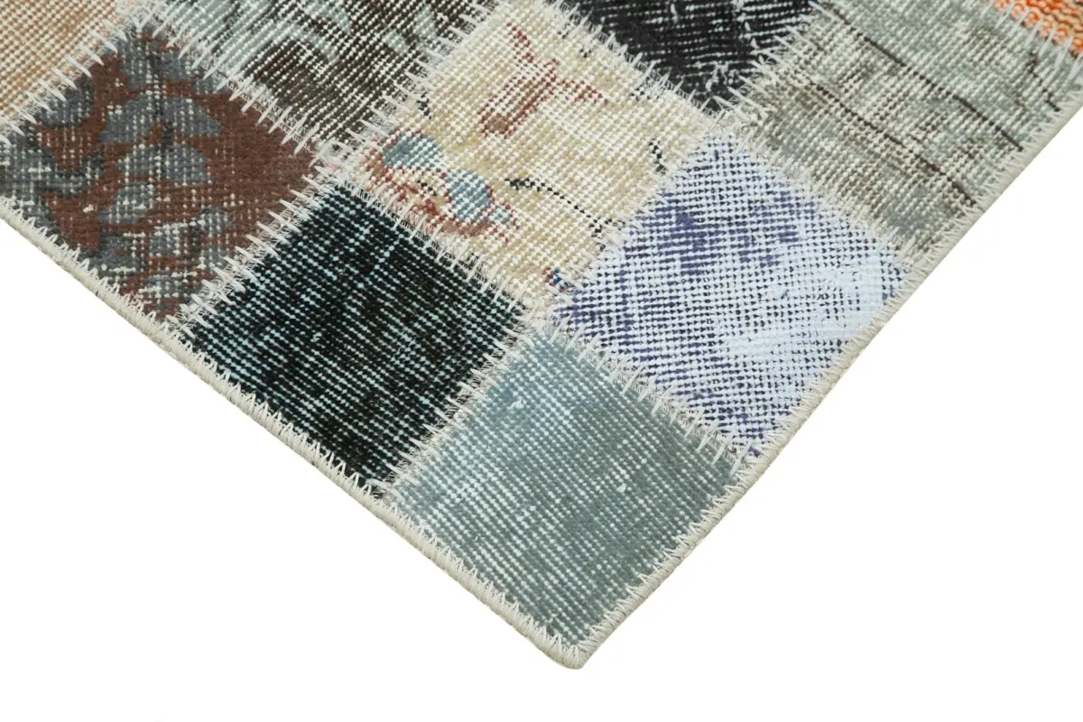 Patchwork Multi Pamuk Üzerine Yün El Dokuma Kilim-086x322 - Görsel 4