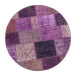 Patchwork Mor Pamuk Üzerine Yün El Dokuma Kilim-145x145
