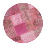 Patchwork Pembe Pamuk Üzerine Yün El Dokuma Kilim-148x148